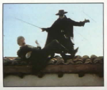 #70 Zorro causes the dead man to lose his balance and fall.