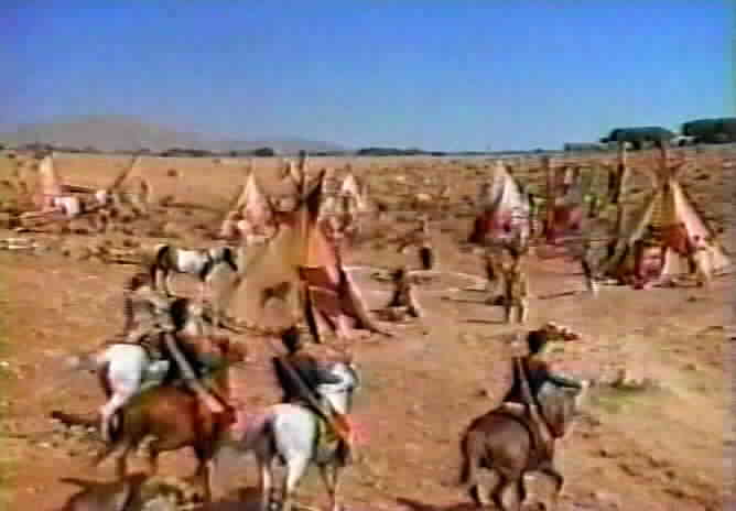 The soldiers raid the Indian settlement.